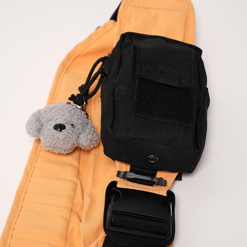 Nubioo Essentials Clip-On attached to a Nubioo Toddler Carrier. 
